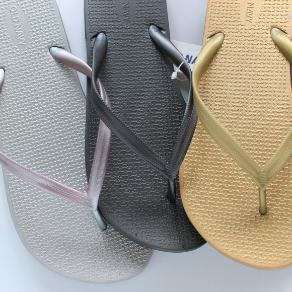 gold metallic flip flops sandals